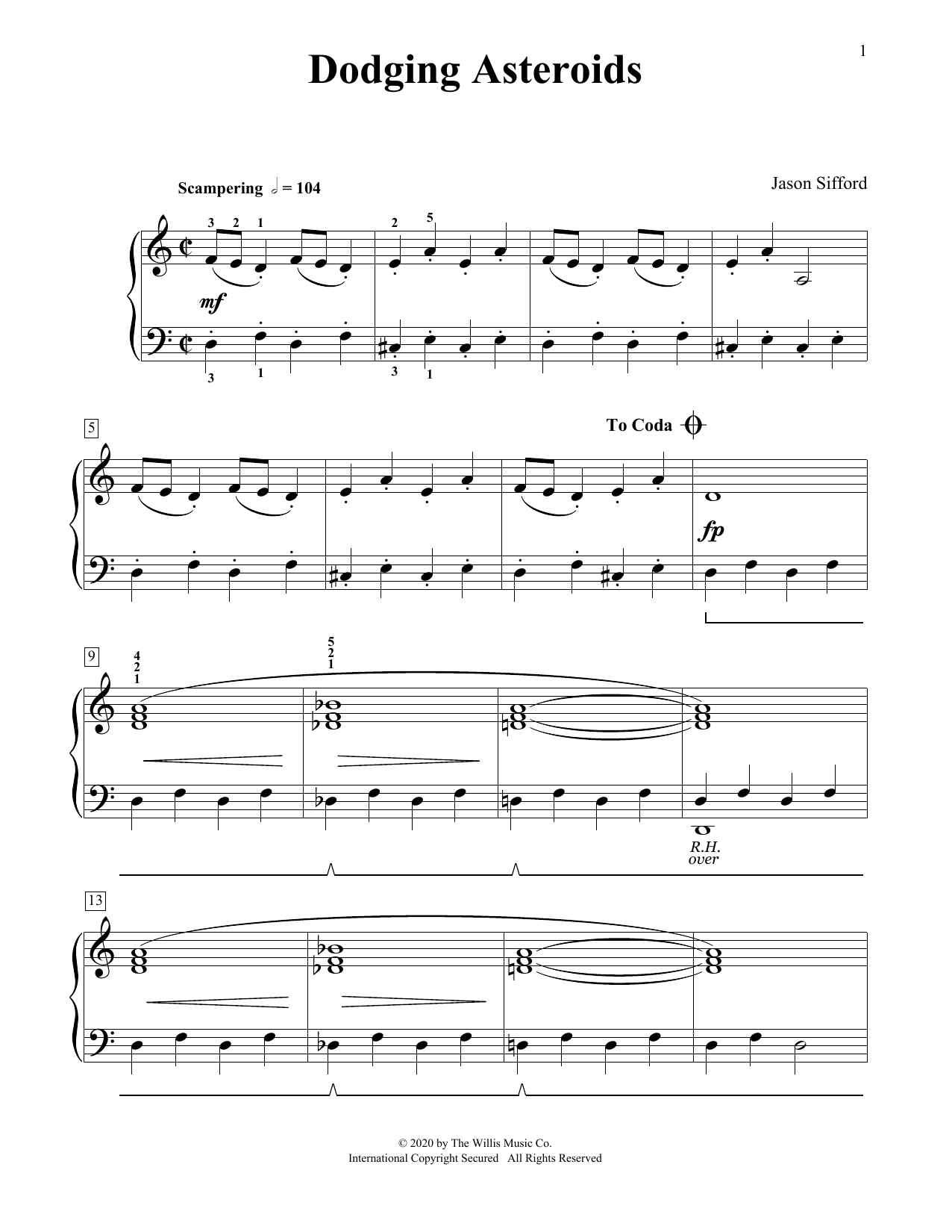 Jason Sifford Dodging Asteroids sheet music notes and chords arranged for Educational Piano