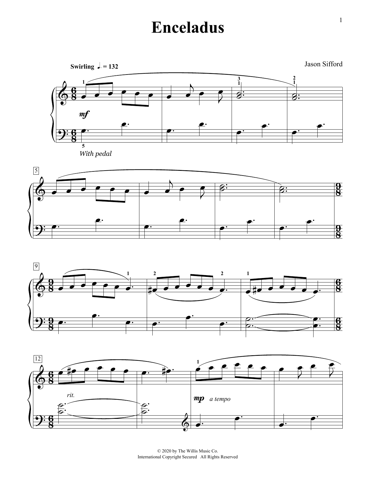 Jason Sifford Enceladus sheet music notes and chords arranged for Educational Piano