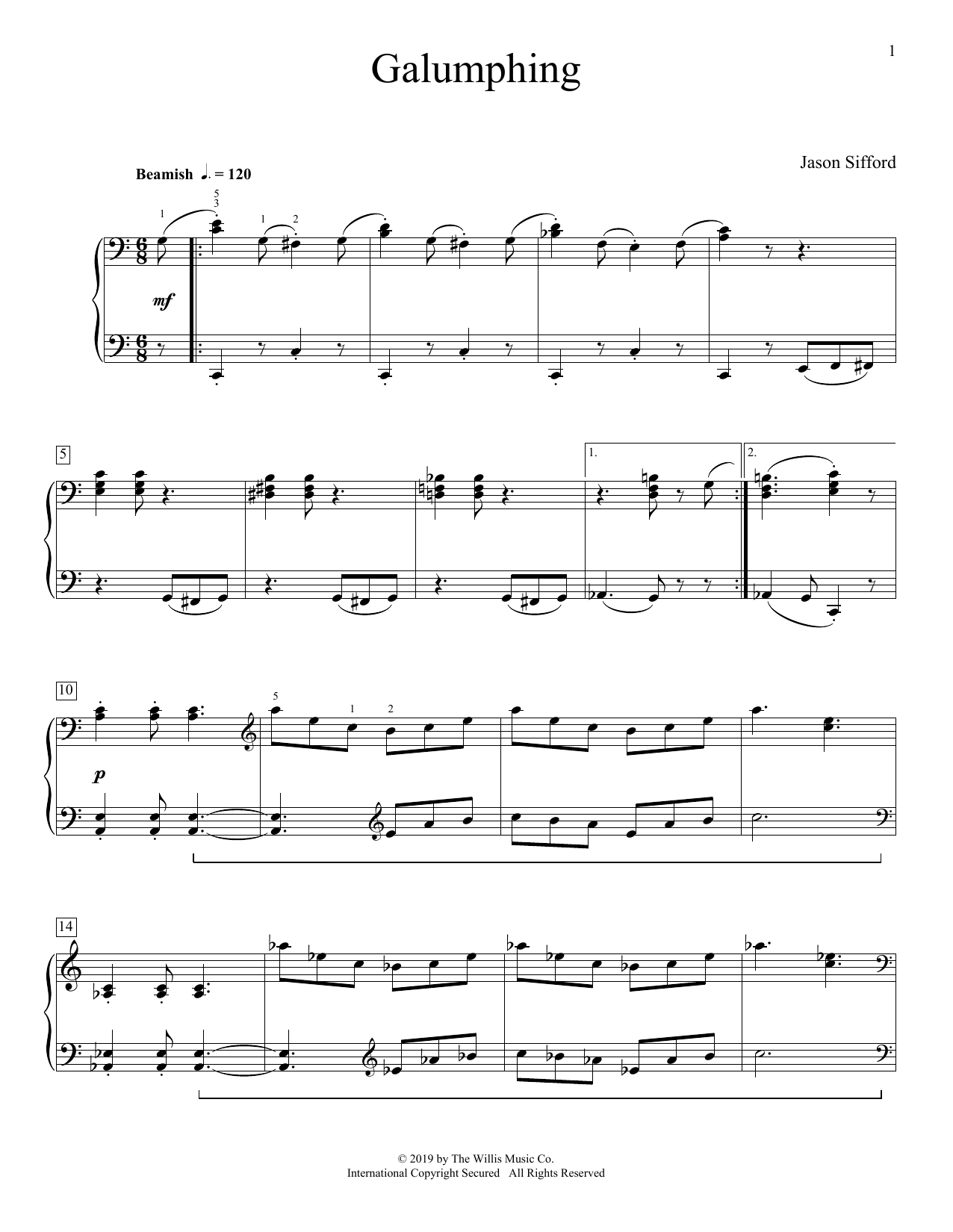 Jason Sifford Galumphing sheet music notes and chords arranged for Educational Piano