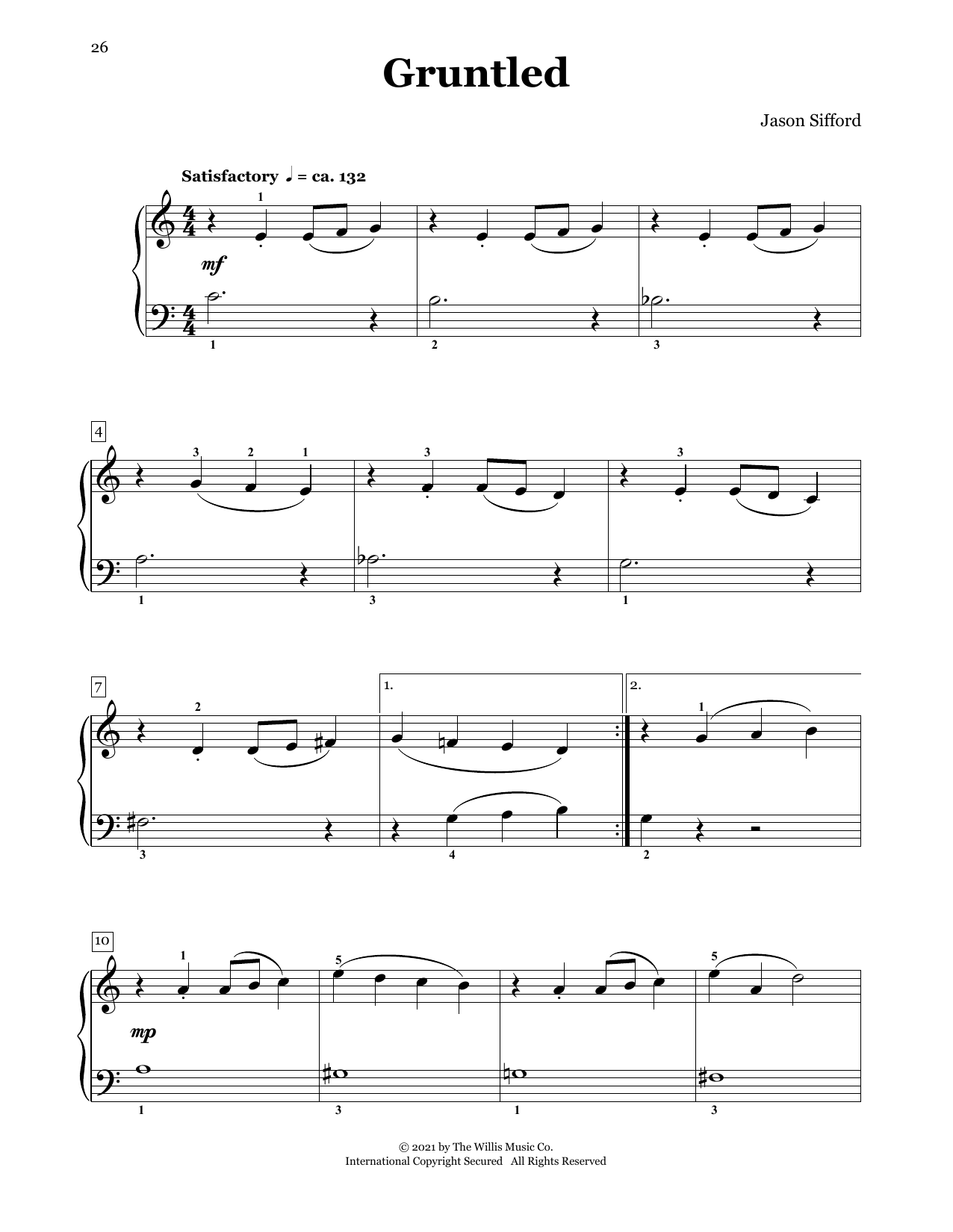 Jason Sifford Gruntled sheet music notes and chords arranged for Piano Duet