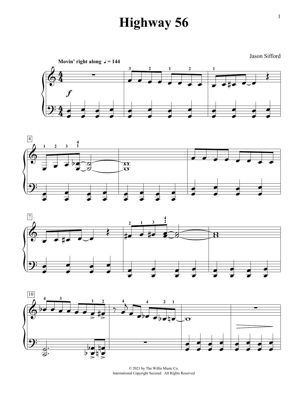 Jason Sifford Highway 56 sheet music notes and chords arranged for Piano Duet