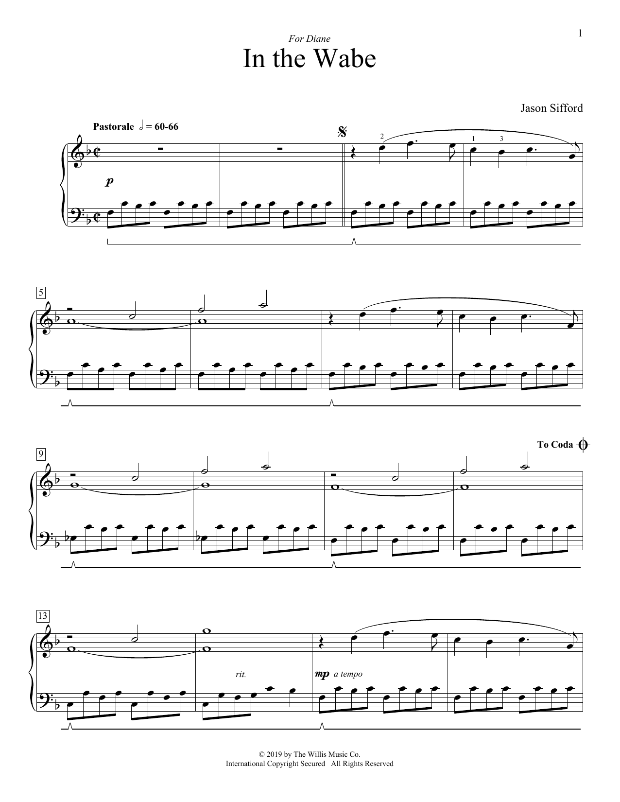Jason Sifford In The Wabe sheet music notes and chords arranged for Educational Piano