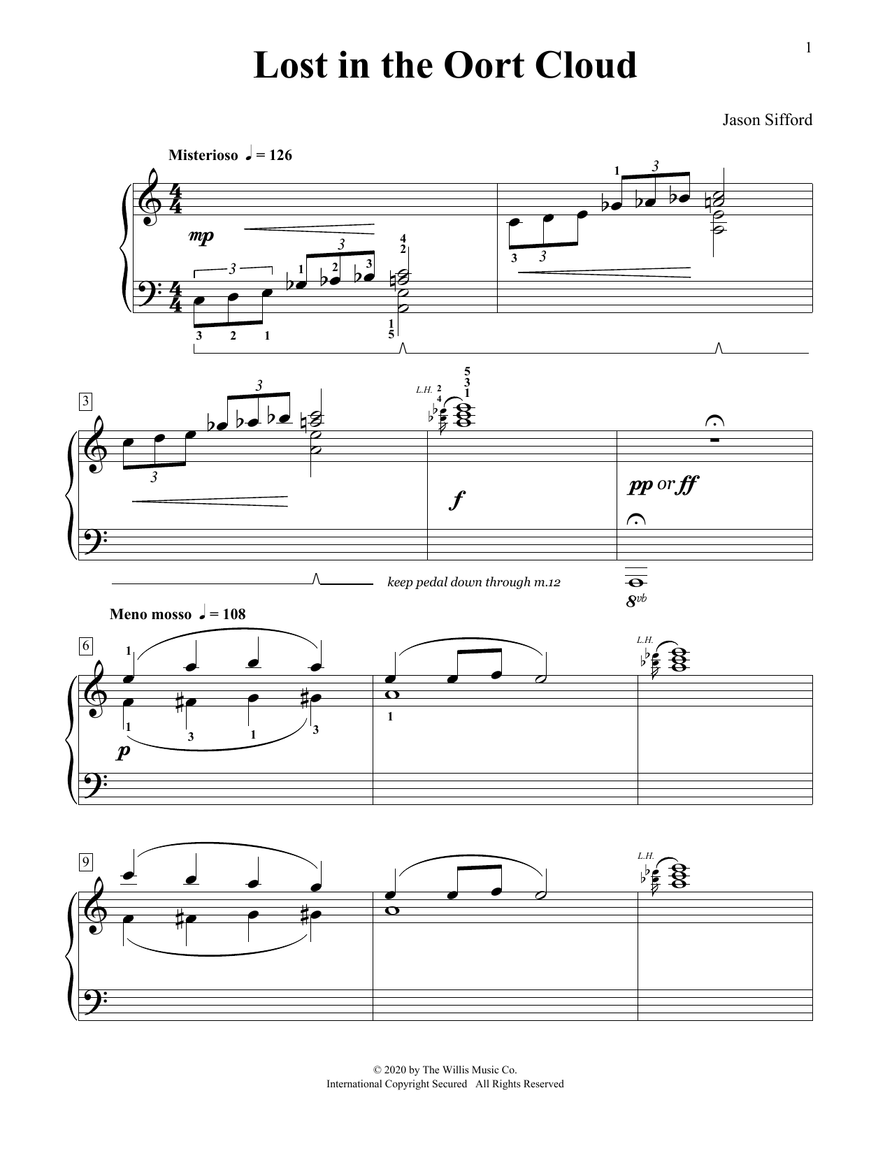 Jason Sifford Lost In The Oort Cloud sheet music notes and chords arranged for Educational Piano