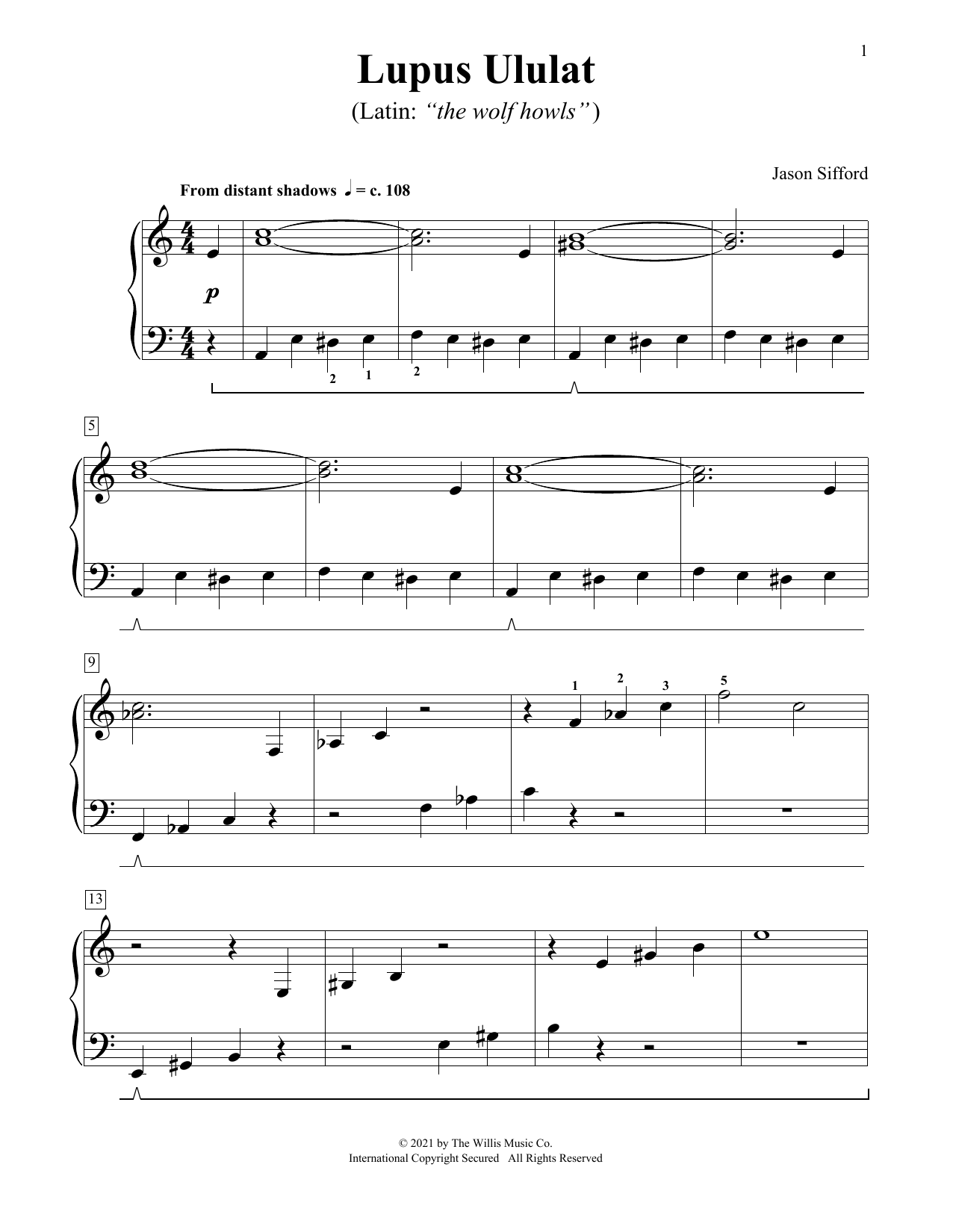 Jason Sifford Lupus Ululat (The Wolf Howls) sheet music notes and chords arranged for Educational Piano