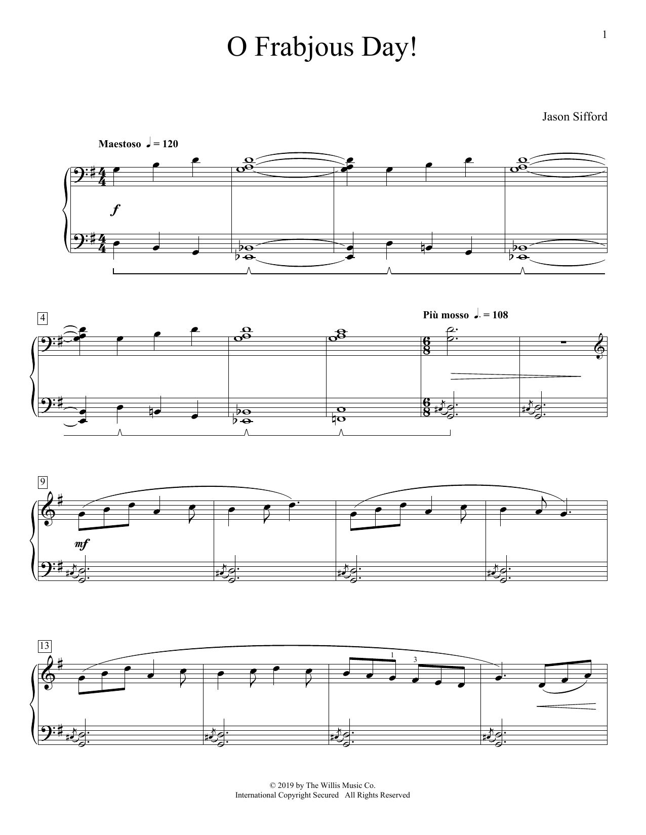 Jason Sifford O Frabjous Day! sheet music notes and chords arranged for Educational Piano