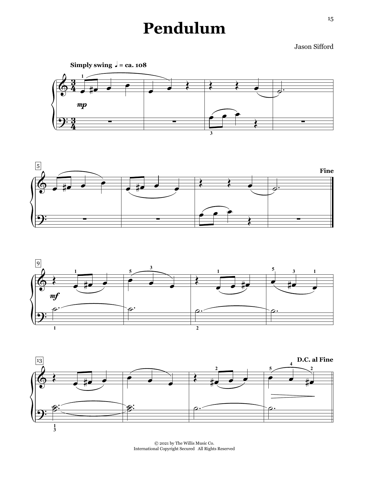 Jason Sifford Pendulum sheet music notes and chords arranged for Piano Duet