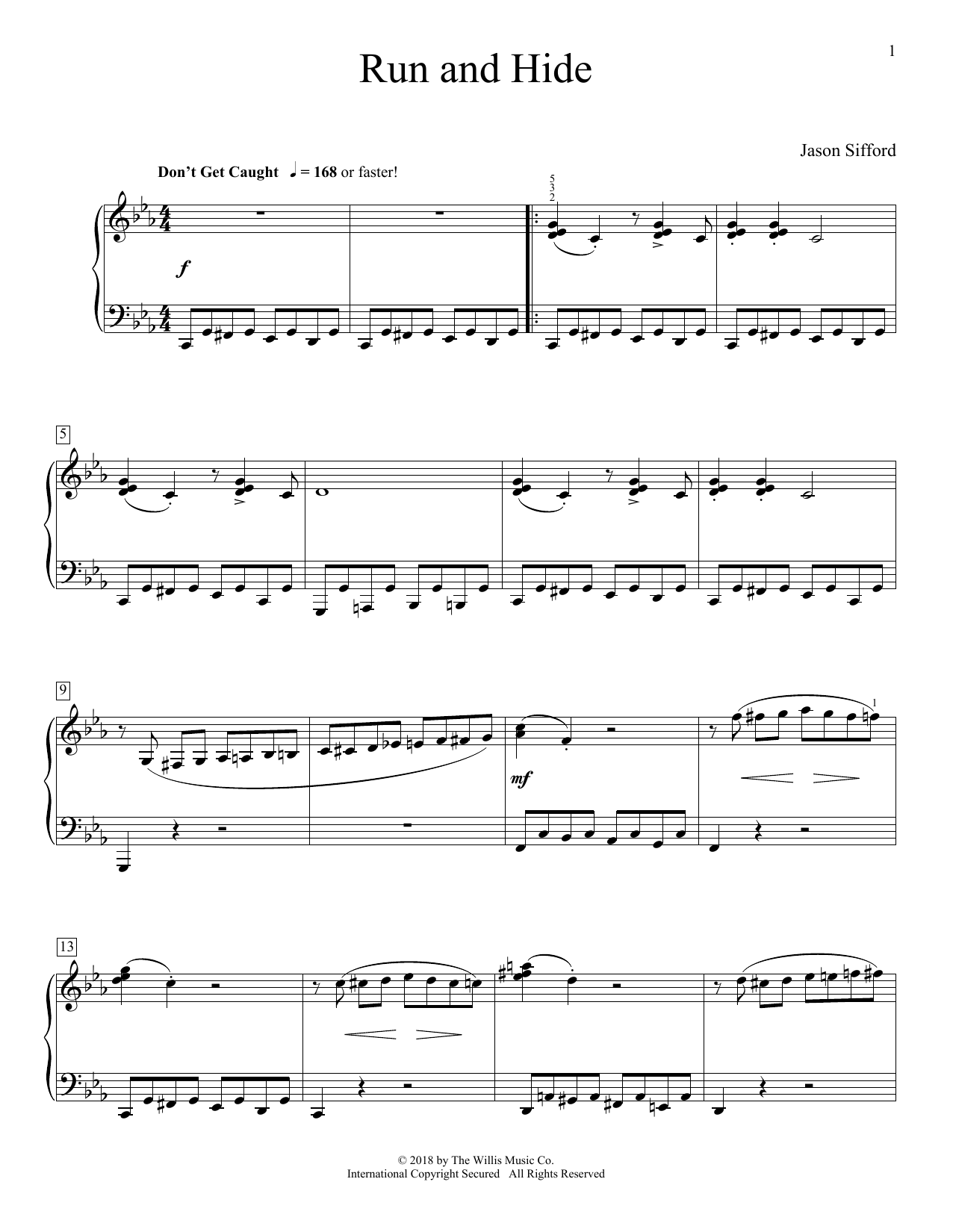 Jason Sifford Run And Hide sheet music notes and chords arranged for Educational Piano
