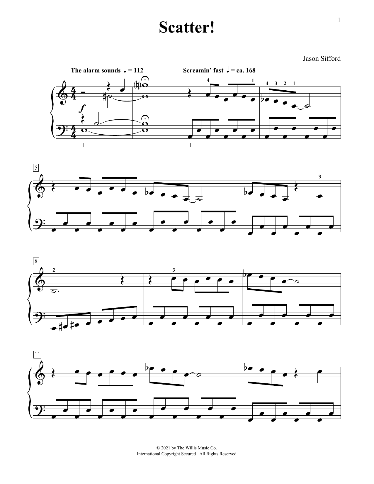 Jason Sifford Scatter! sheet music notes and chords arranged for Piano Duet