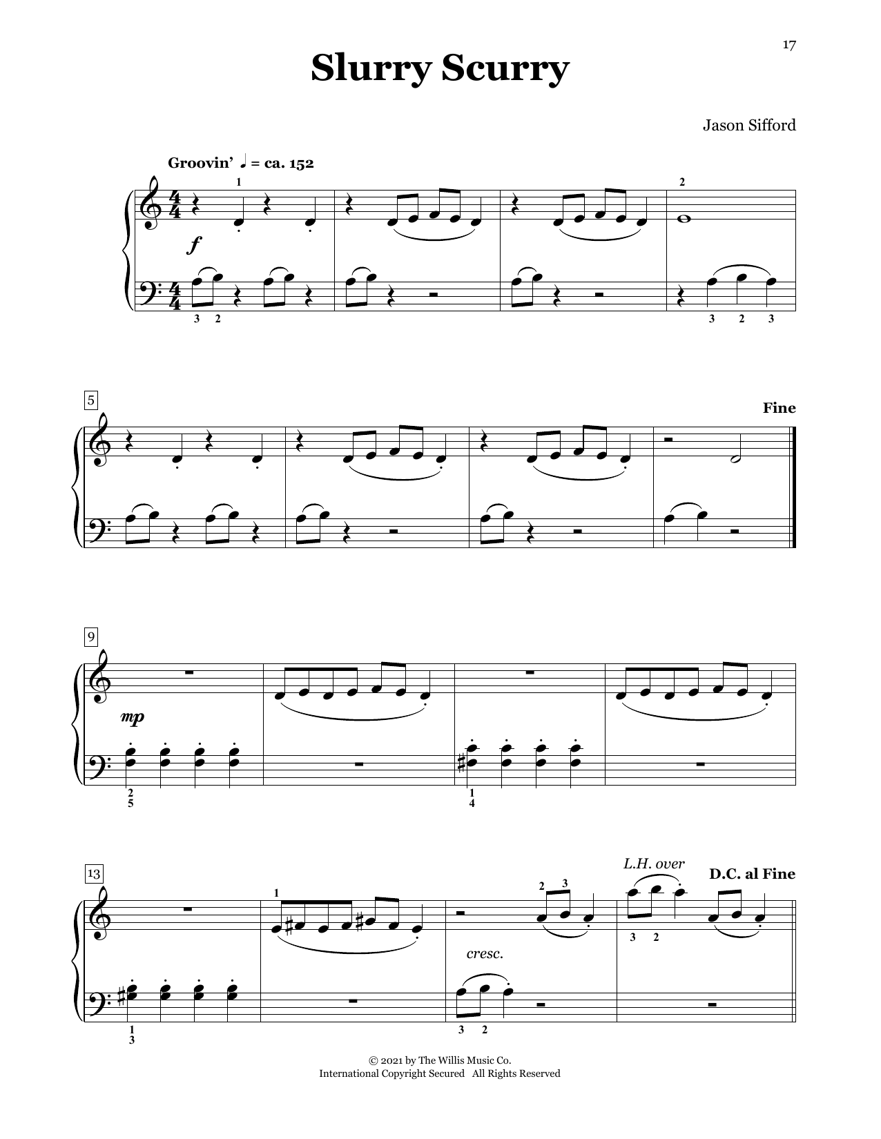 Jason Sifford Slurry Scurry sheet music notes and chords arranged for Piano Duet
