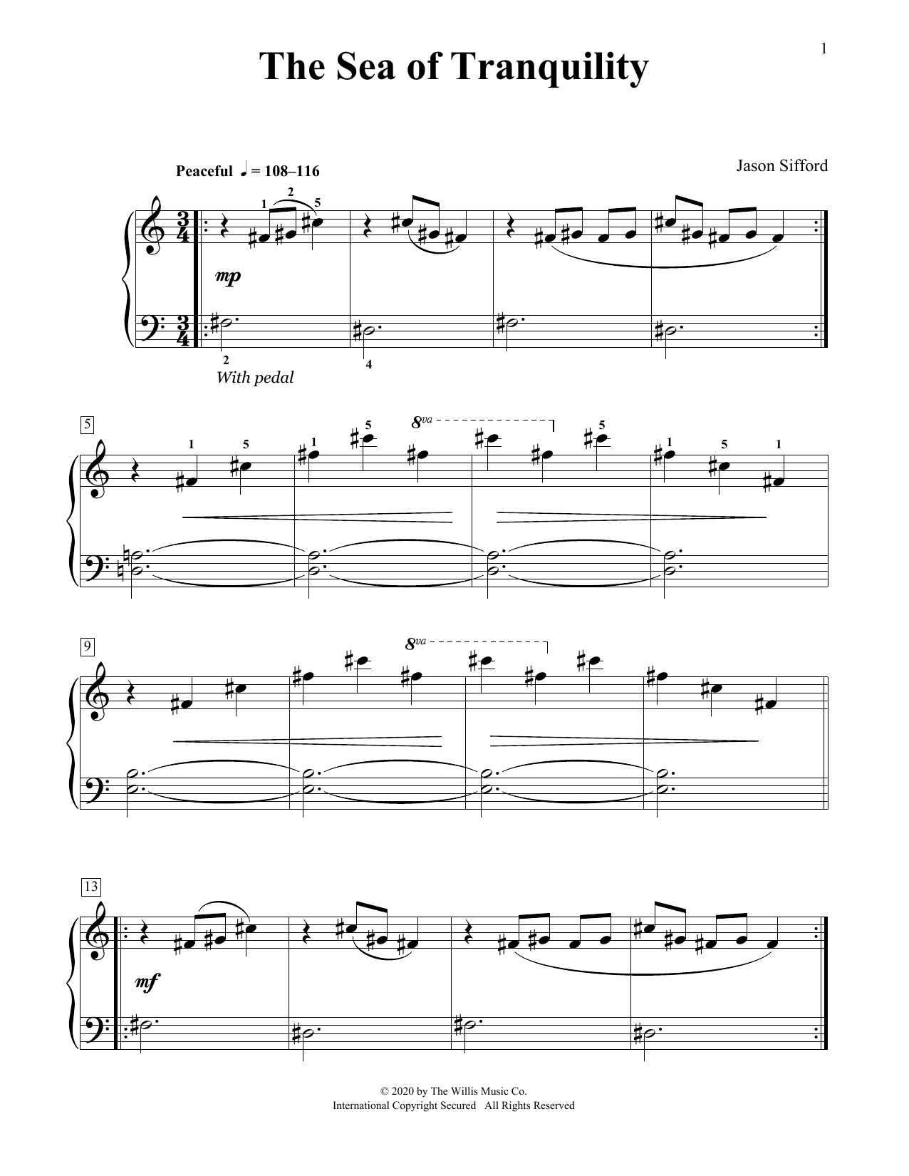 Jason Sifford The Sea Of Tranquility sheet music notes and chords arranged for Educational Piano