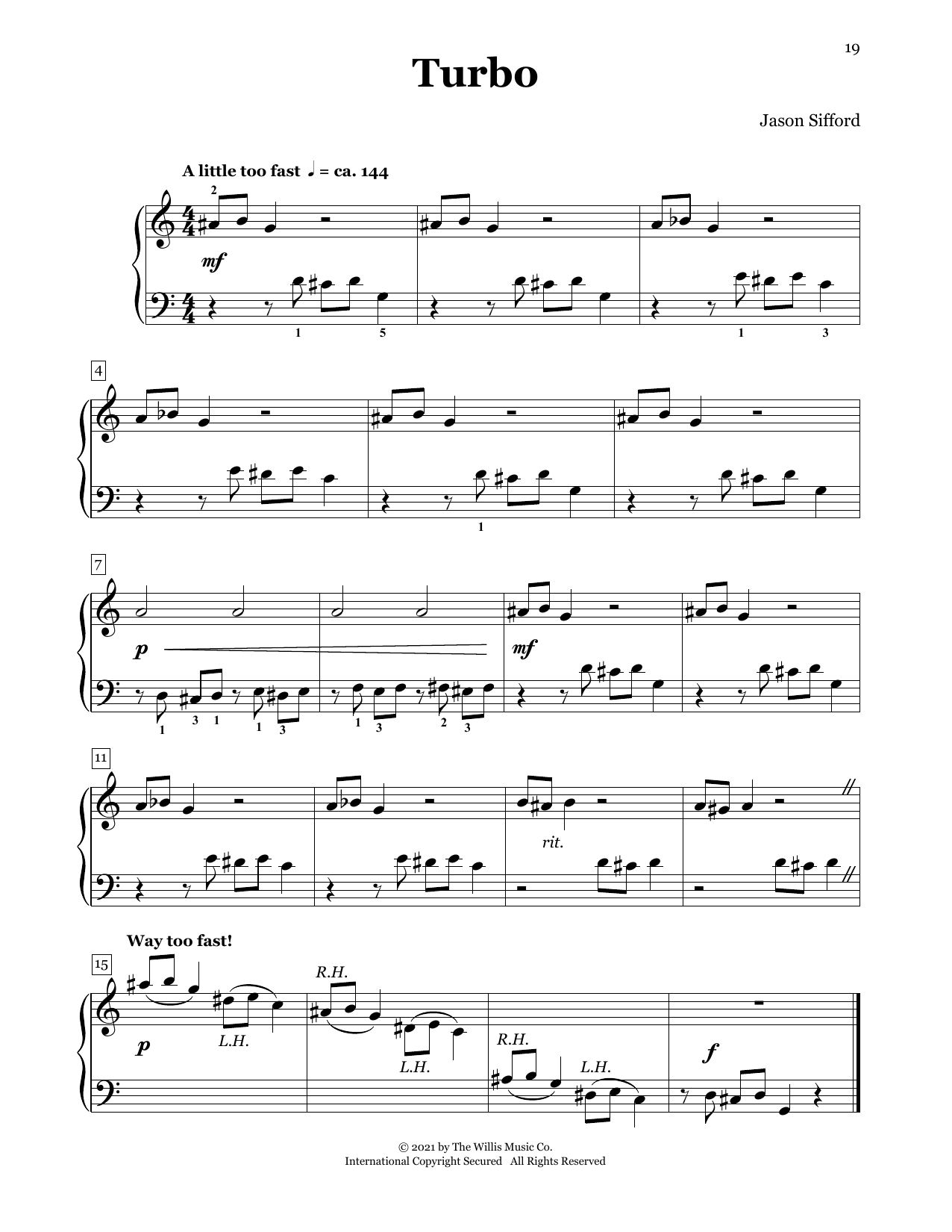 Jason Sifford Turbo sheet music notes and chords arranged for Piano Duet