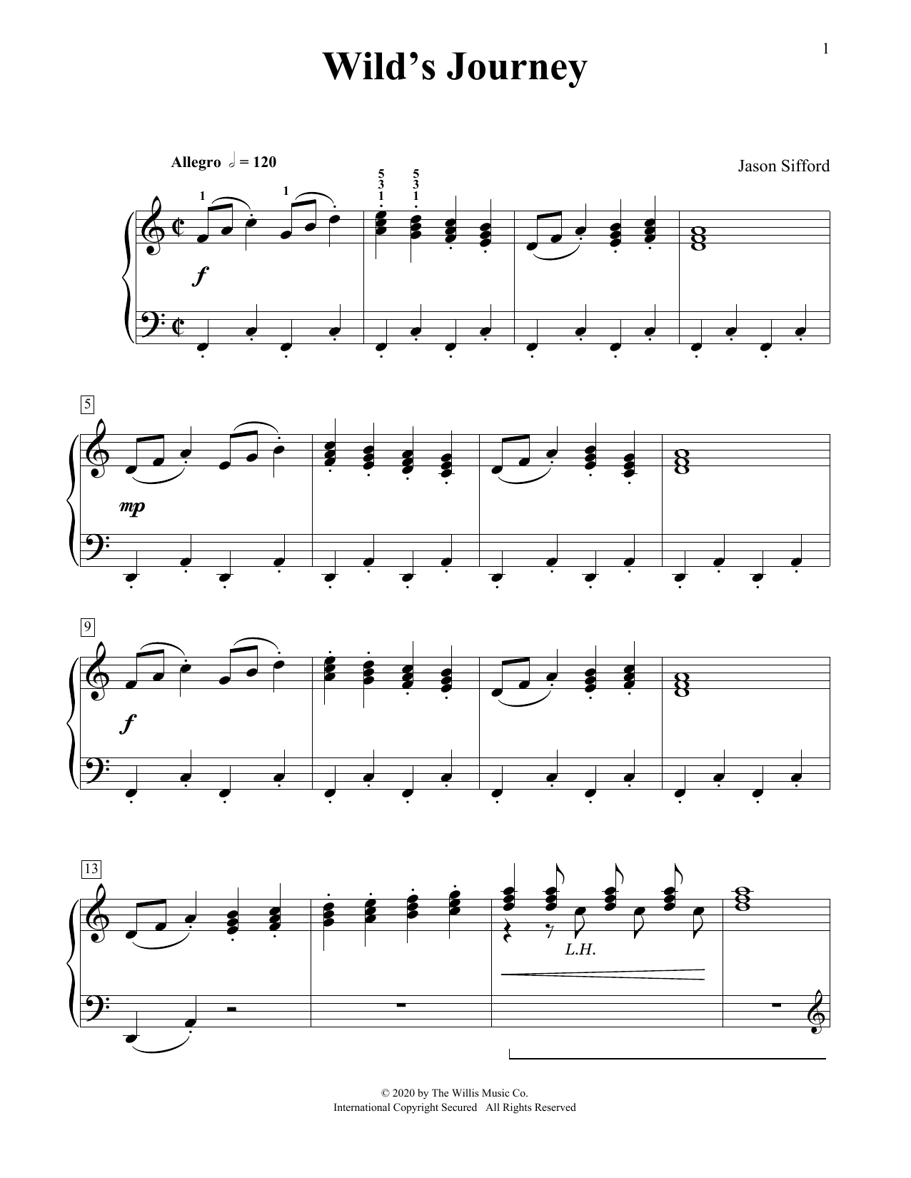 Jason Sifford Wild's Journey sheet music notes and chords arranged for Educational Piano