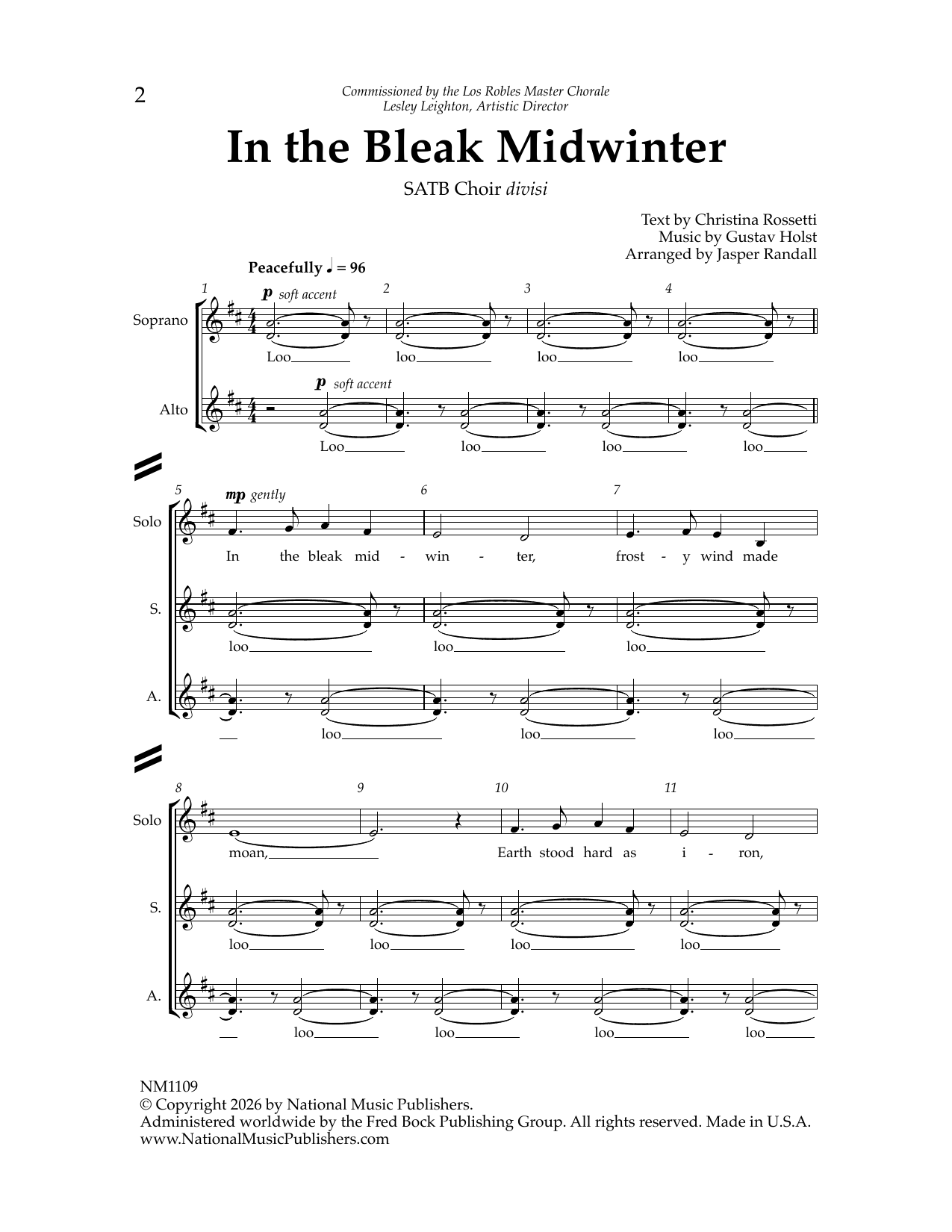 Jasper Randall In the Bleak Midwinter sheet music notes and chords arranged for SATB Choir