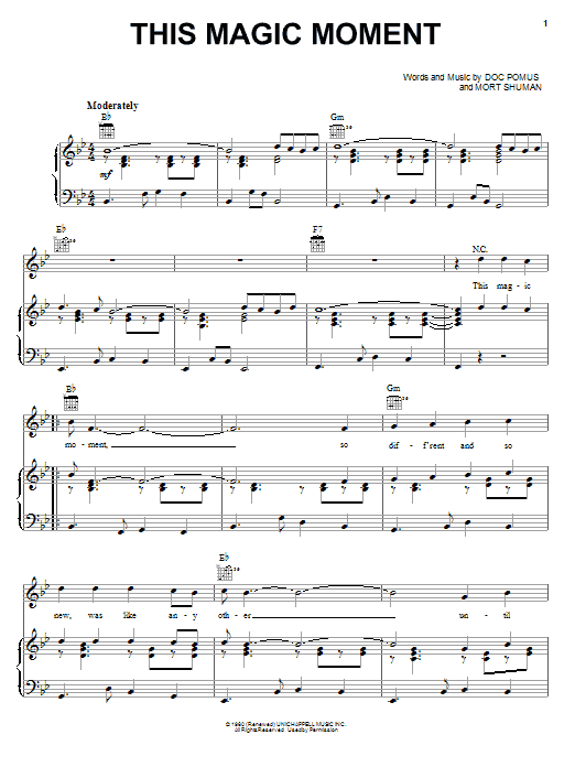 Jay & The Americans This Magic Moment sheet music notes and chords arranged for Easy Lead Sheet / Fake Book