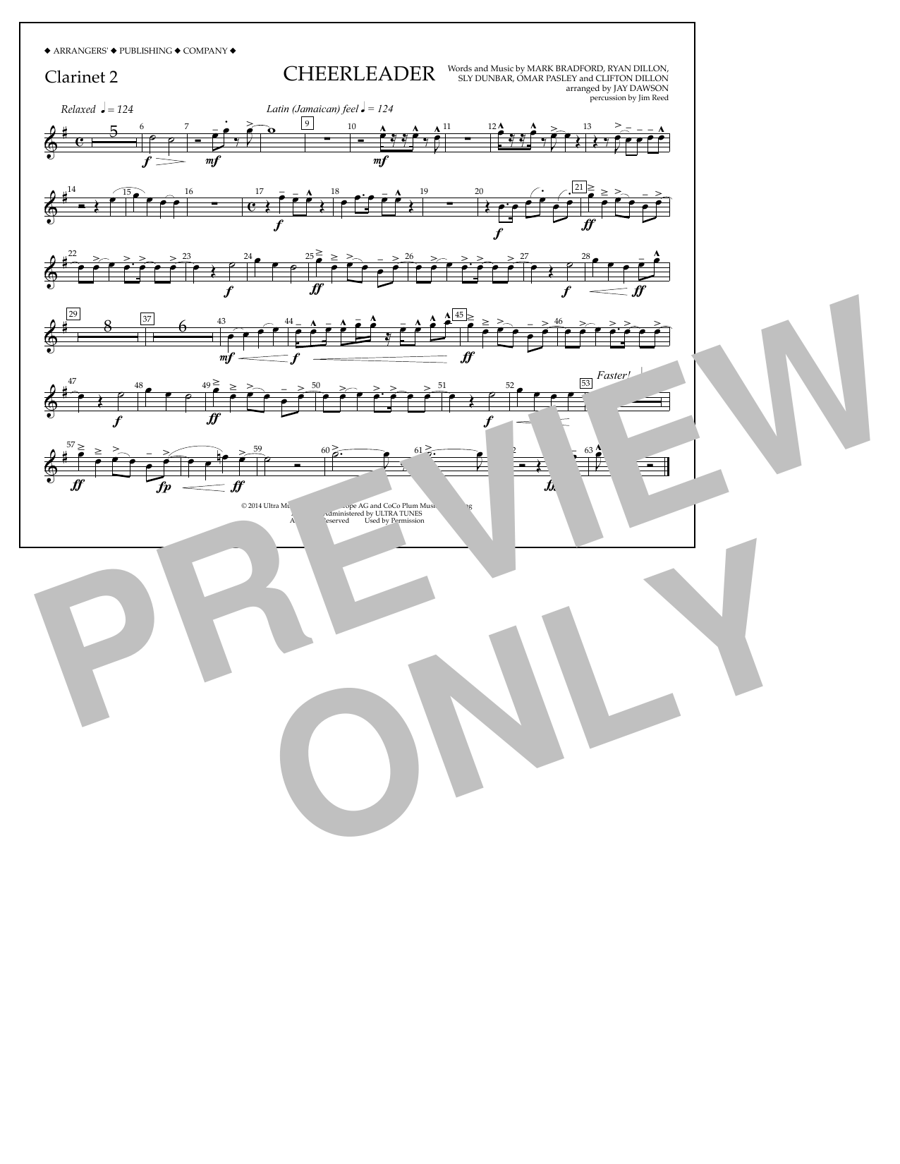 Jay Dawson Cheerleader - Clarinet 2 sheet music notes and chords arranged for Marching Band