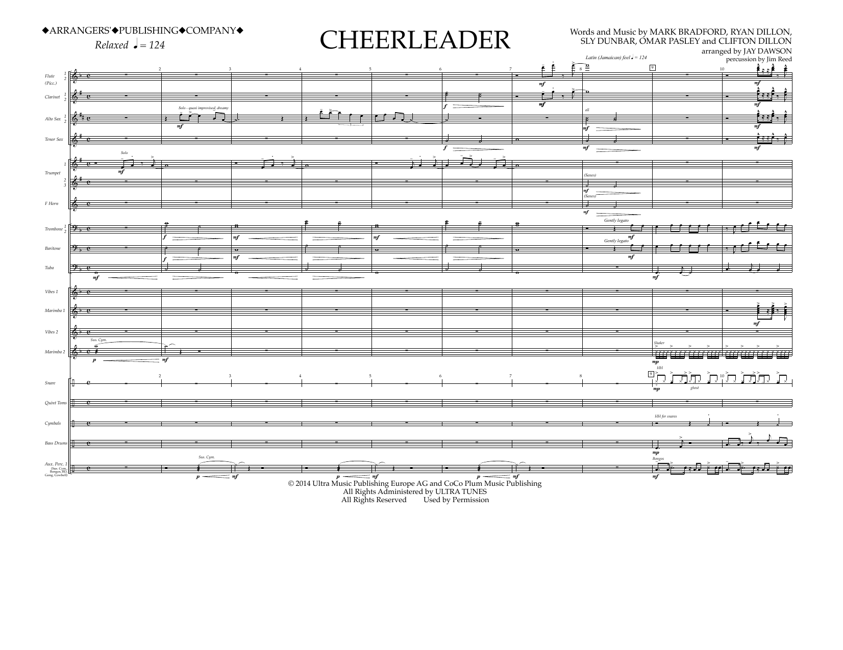 Jay Dawson Cheerleader - Full Score sheet music notes and chords arranged for Marching Band