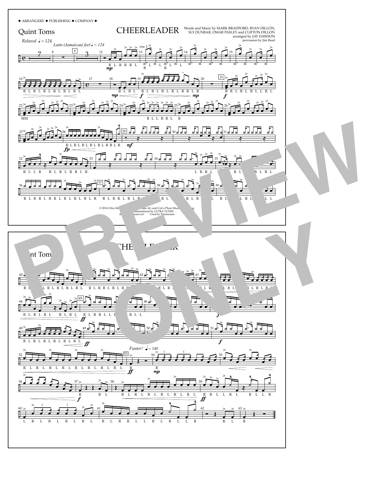 Jay Dawson Cheerleader - Quint-Toms sheet music notes and chords arranged for Marching Band