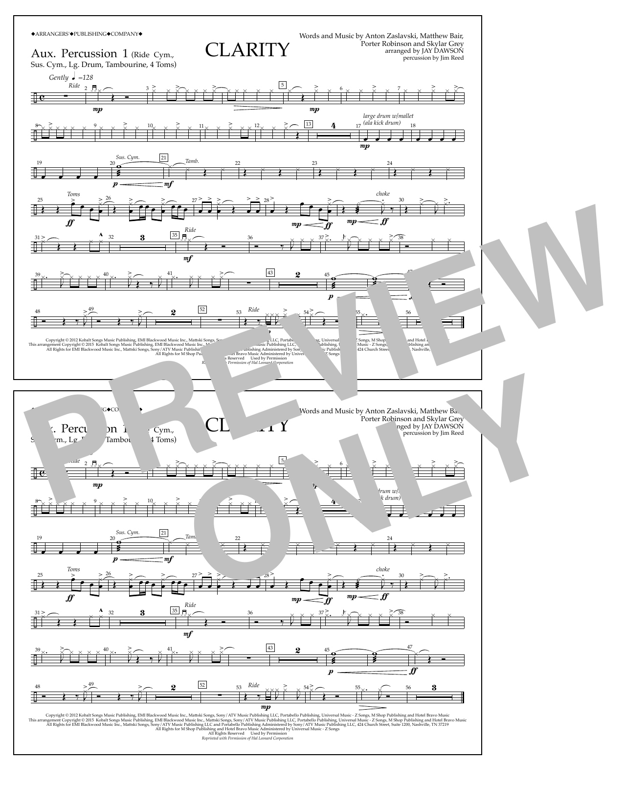 Jay Dawson Clarity - Aux. Perc. 1 sheet music notes and chords arranged for Marching Band