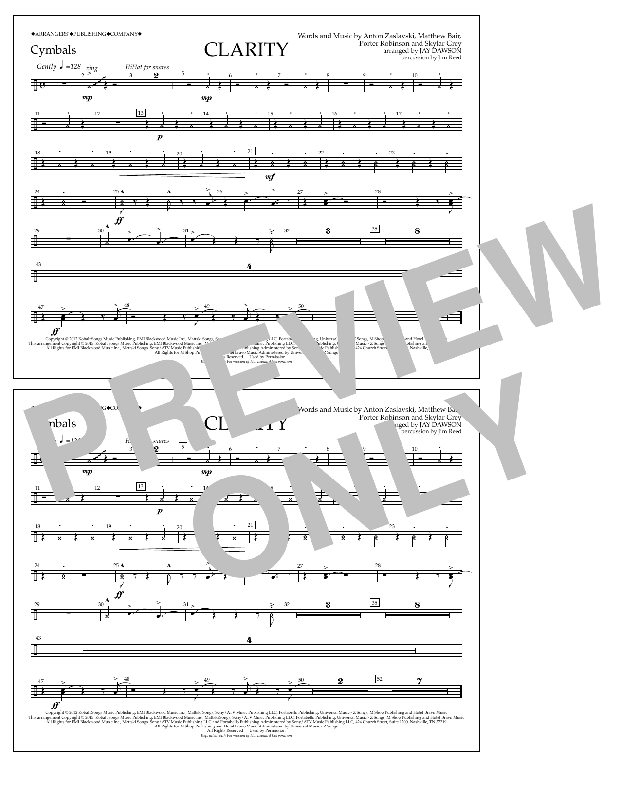 Jay Dawson Clarity - Cymbals sheet music notes and chords arranged for Marching Band