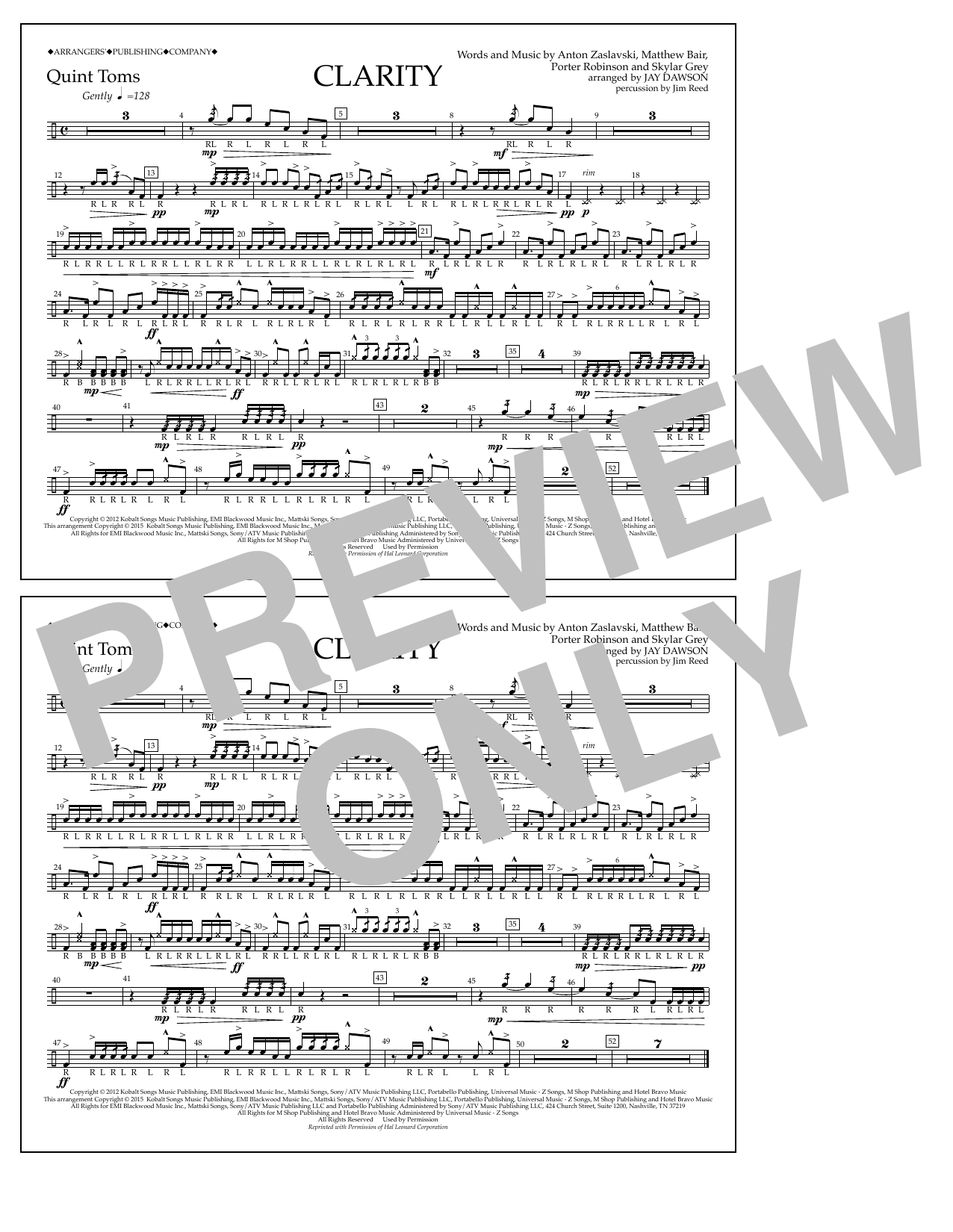Jay Dawson Clarity - Quint-Toms sheet music notes and chords arranged for Marching Band