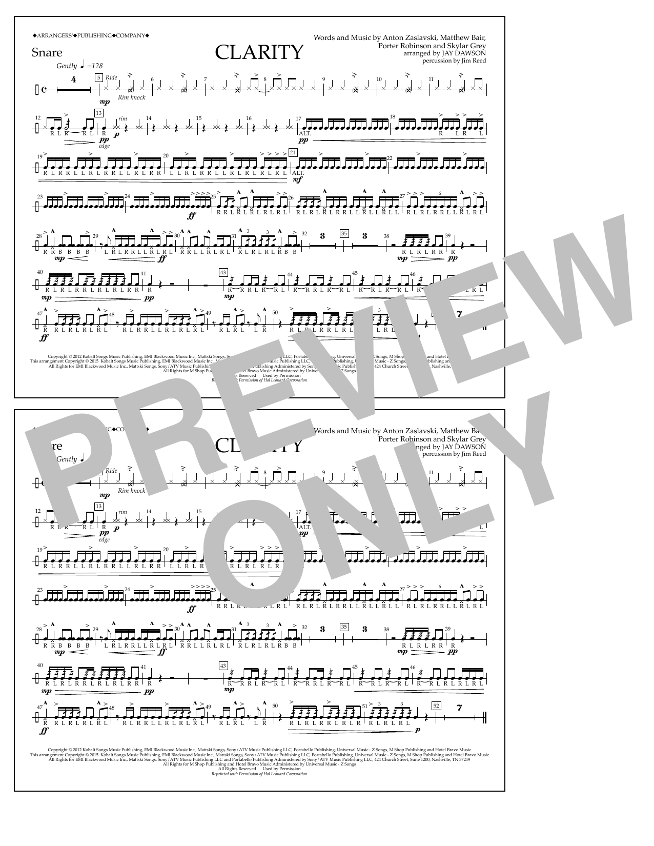 Jay Dawson Clarity - Snare sheet music notes and chords arranged for Marching Band