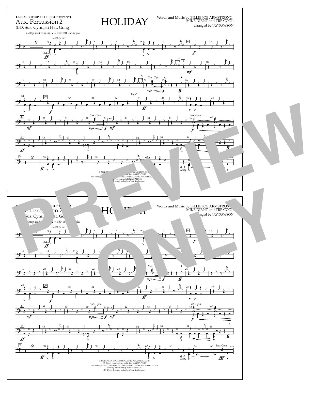 Jay Dawson Holiday - Aux. Percussion 2 sheet music notes and chords arranged for Marching Band