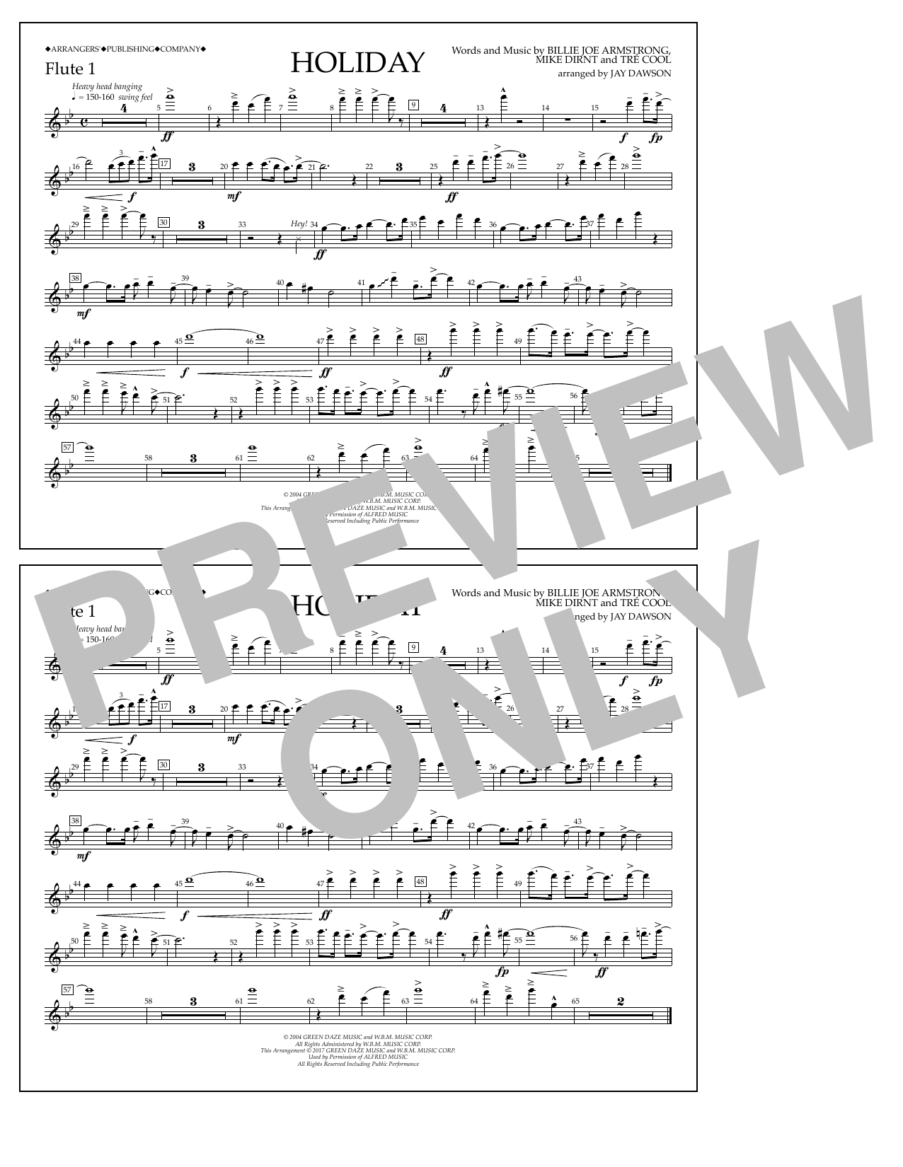 Jay Dawson Holiday - Flute 1 sheet music notes and chords arranged for Marching Band