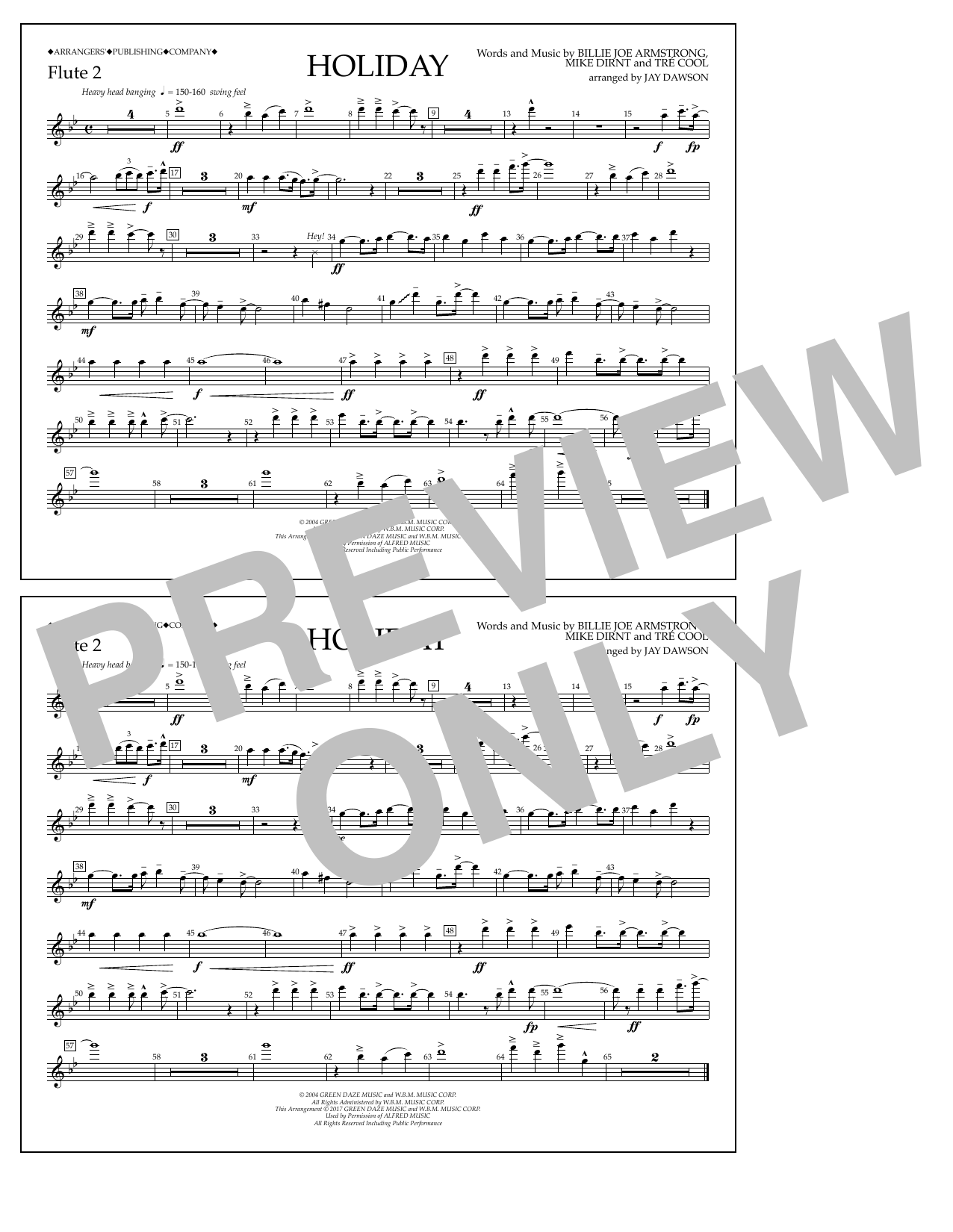 Jay Dawson Holiday - Flute 2 sheet music notes and chords arranged for Marching Band