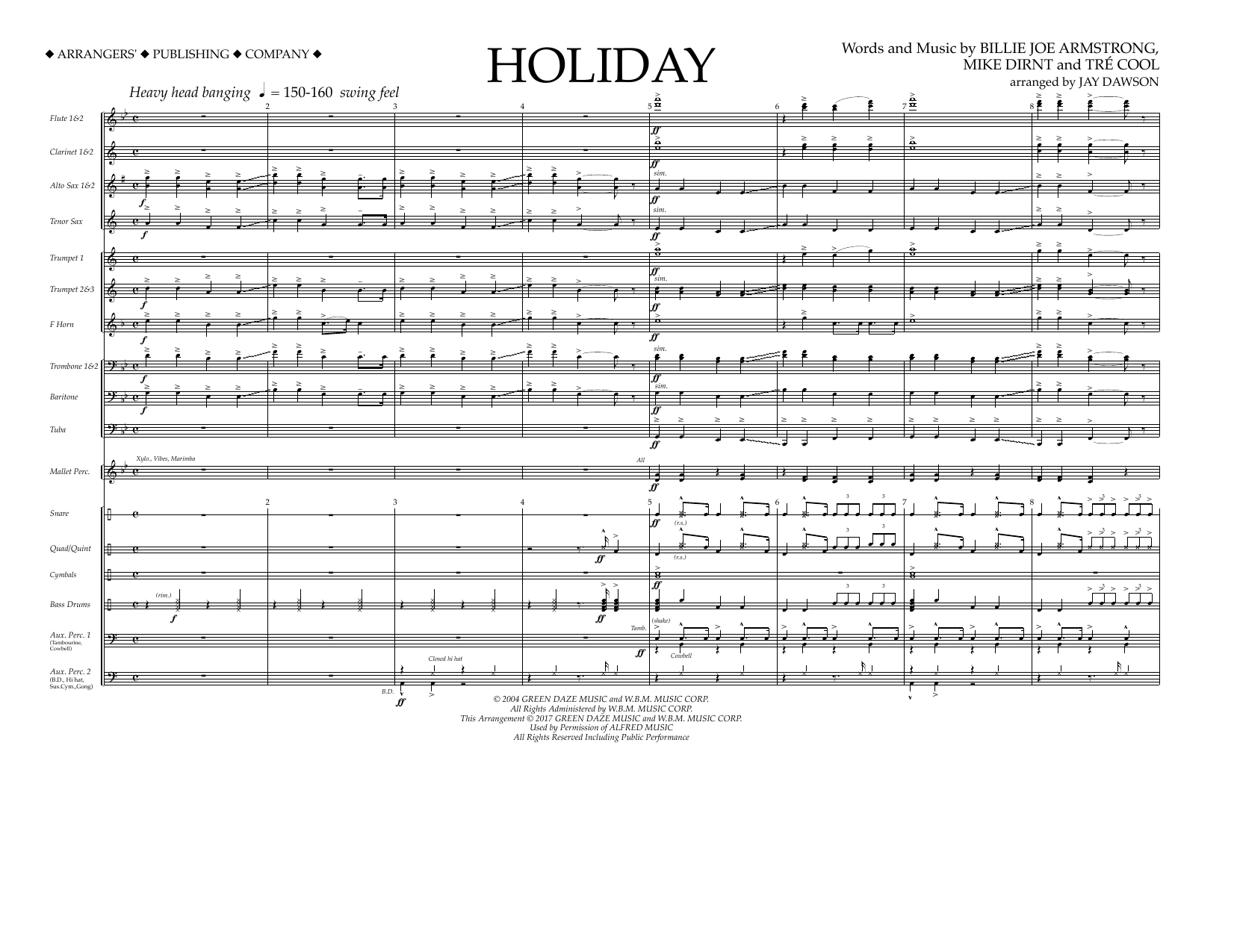 Jay Dawson Holiday - Full Score sheet music notes and chords arranged for Marching Band