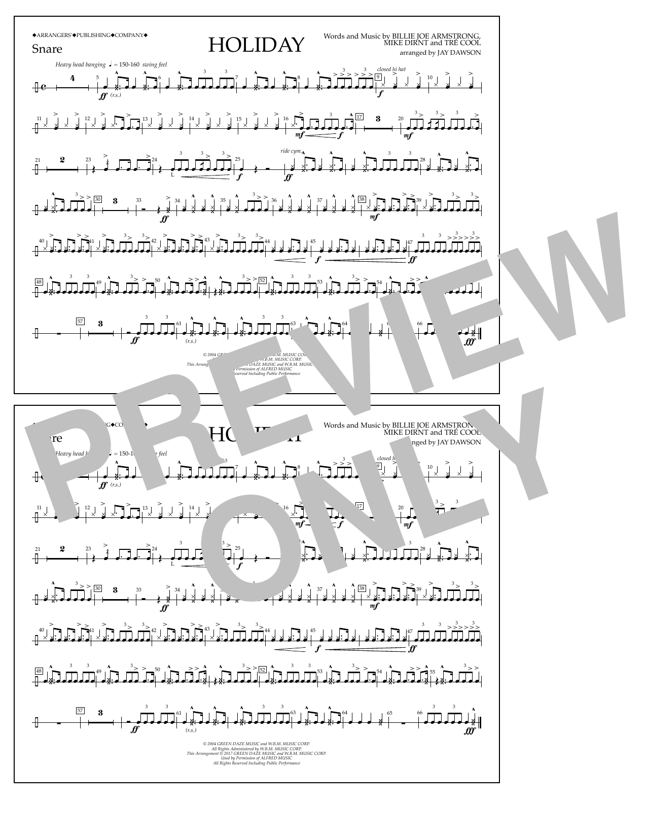 Jay Dawson Holiday - Snare Drum sheet music notes and chords arranged for Marching Band