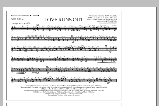 Jay Dawson Love Runs Out - Alto Sax 2 sheet music notes and chords arranged for Marching Band