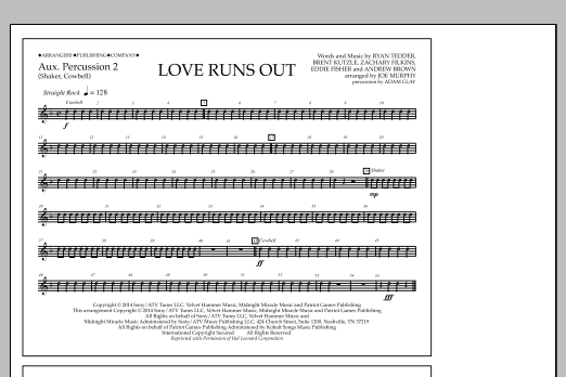 Jay Dawson Love Runs Out - Aux. Perc. 2 sheet music notes and chords arranged for Marching Band