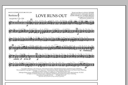 Jay Dawson Love Runs Out - Baritone T.C. sheet music notes and chords arranged for Marching Band