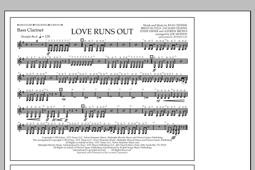 Jay Dawson Love Runs Out - Bass Clarinet sheet music notes and chords arranged for Marching Band