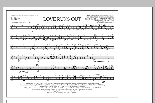 Jay Dawson Love Runs Out - Bb Horn sheet music notes and chords arranged for Marching Band