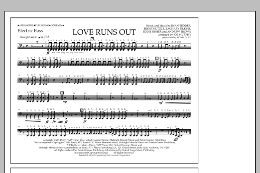 Jay Dawson Love Runs Out - Electric Bass sheet music notes and chords arranged for Marching Band