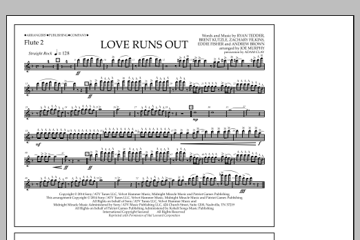 Jay Dawson Love Runs Out - Flute 2 sheet music notes and chords arranged for Marching Band