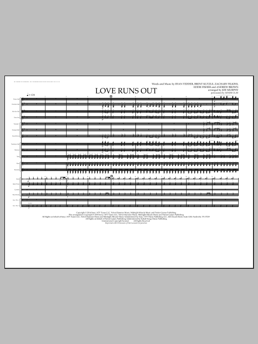 Jay Dawson Love Runs Out - Full Score sheet music notes and chords arranged for Marching Band