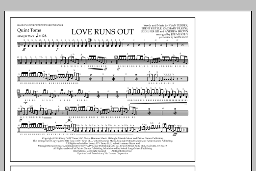 Jay Dawson Love Runs Out - Quint-Toms sheet music notes and chords arranged for Marching Band
