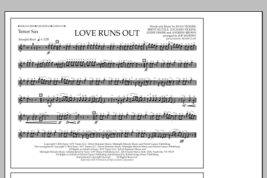Jay Dawson Love Runs Out - Tenor Sax sheet music notes and chords arranged for Marching Band