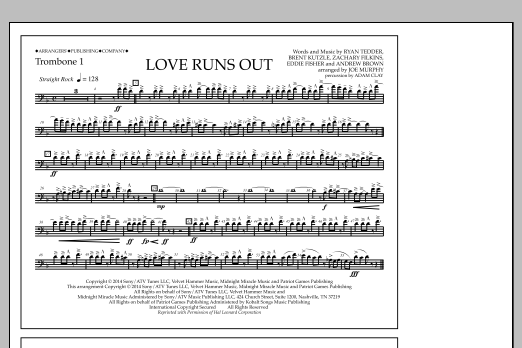 Jay Dawson Love Runs Out - Trombone 1 sheet music notes and chords arranged for Marching Band