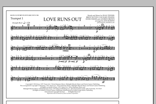 Jay Dawson Love Runs Out - Trumpet 1 sheet music notes and chords arranged for Marching Band