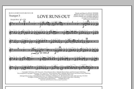 Jay Dawson Love Runs Out - Trumpet 3 sheet music notes and chords arranged for Marching Band