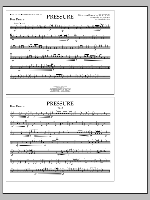 Jay Dawson Pressure - Bass Drums sheet music notes and chords arranged for Marching Band