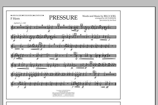 Jay Dawson Pressure - F Horn sheet music notes and chords arranged for Marching Band