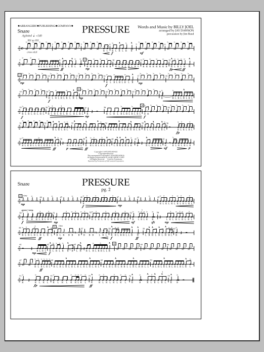 Jay Dawson Pressure - Snare sheet music notes and chords arranged for Marching Band