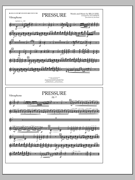 Jay Dawson Pressure - Vibraphone sheet music notes and chords arranged for Marching Band