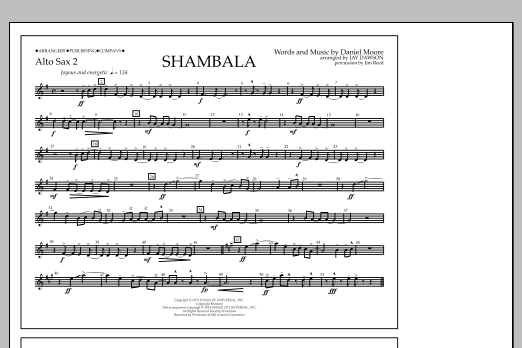 Jay Dawson Shambala - Alto Sax 2 sheet music notes and chords arranged for Marching Band