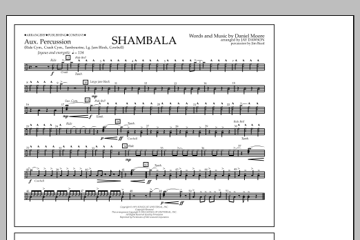 Jay Dawson Shambala - Aux Percussion sheet music notes and chords arranged for Marching Band
