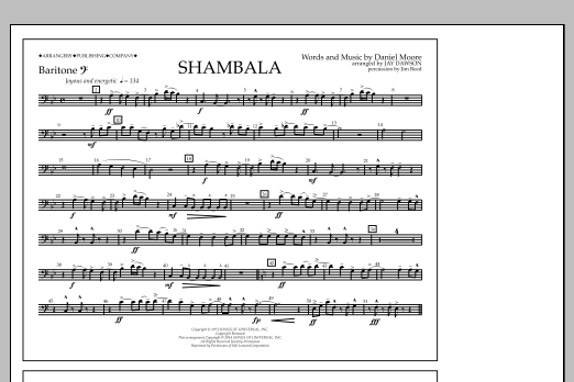 Jay Dawson Shambala - Baritone B.C. sheet music notes and chords arranged for Marching Band